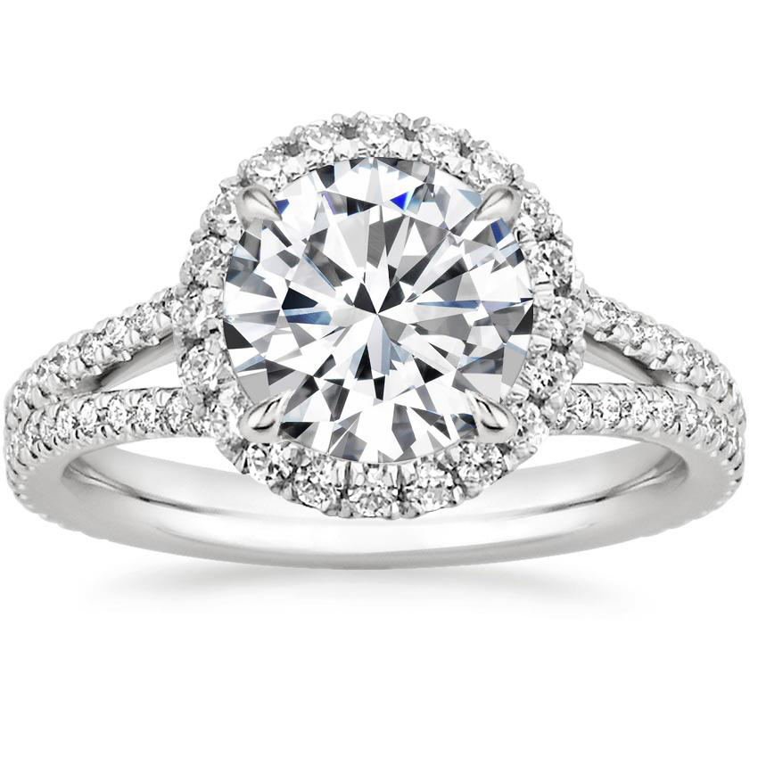 Halo Split Shank Engagement Ring